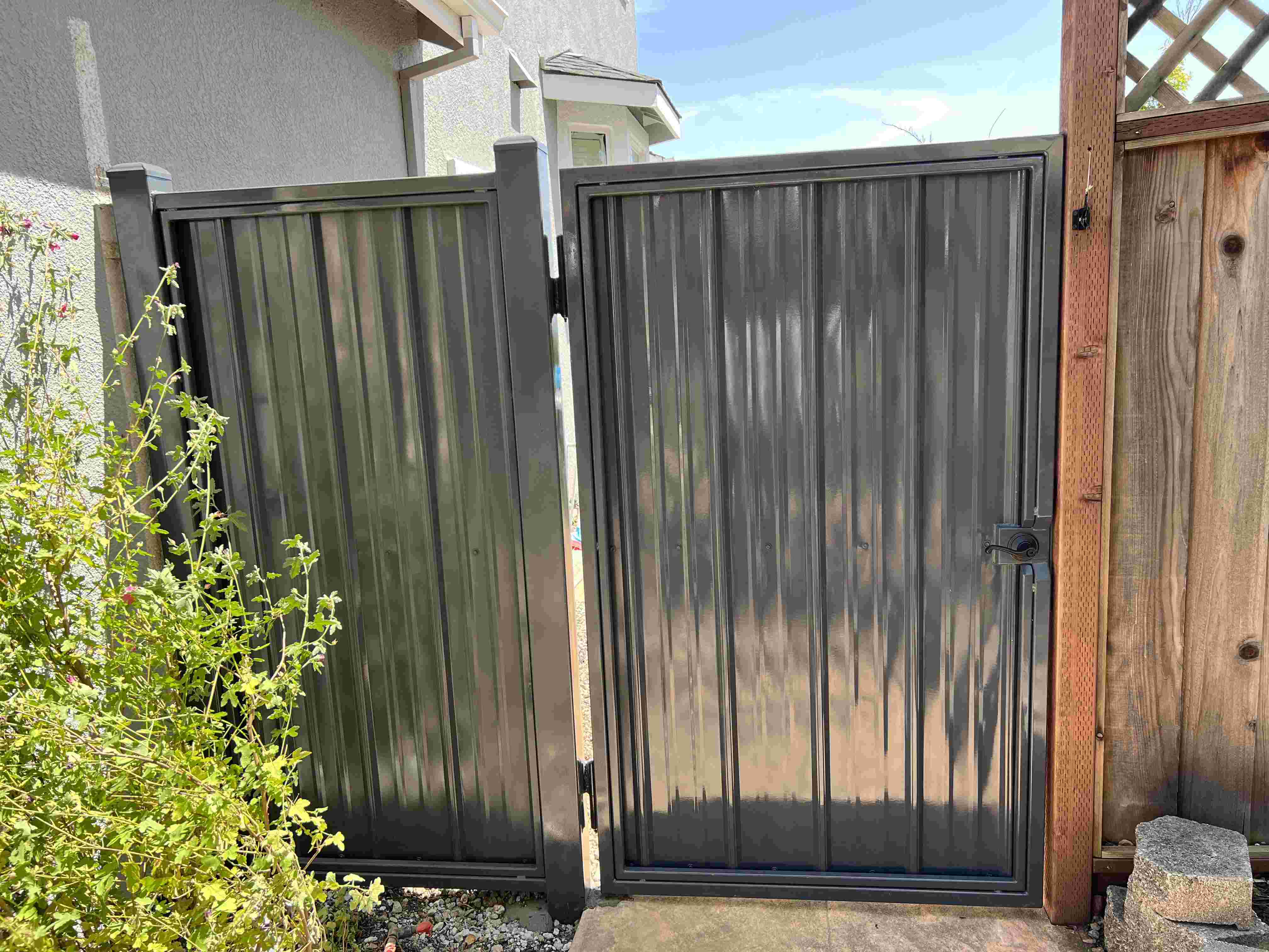 different angle of metal door