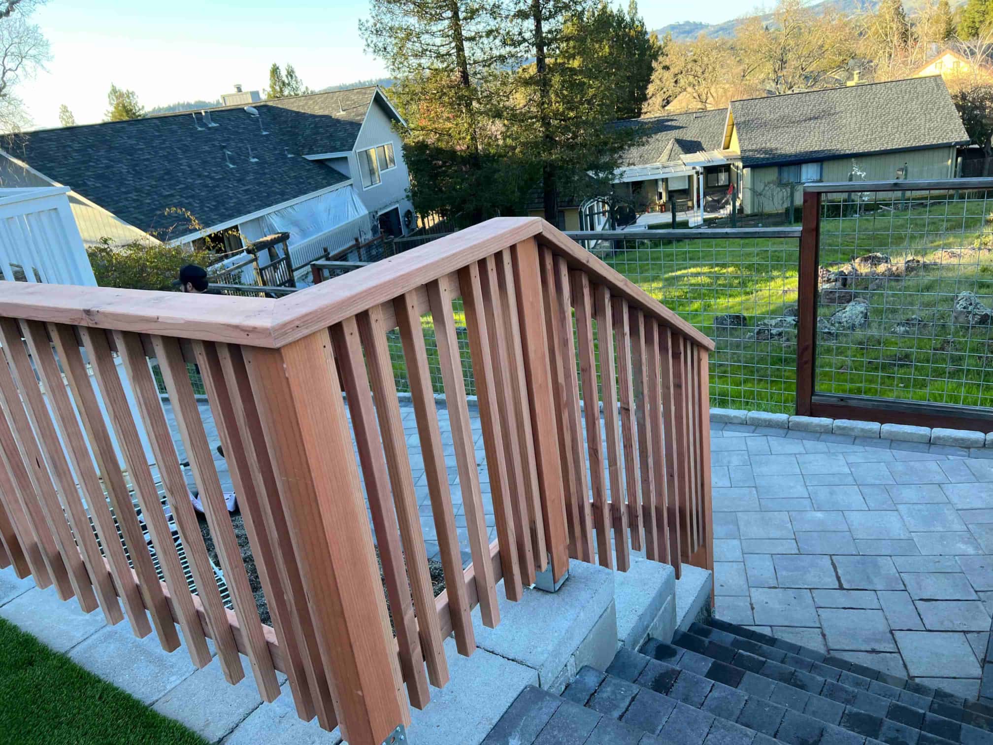 different angle of wooden railings